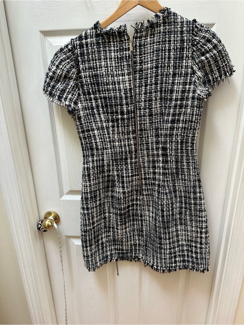 Kate Spade Black & White Tweed Shift Dress short sleeve 8 work - Picture 8 of 8